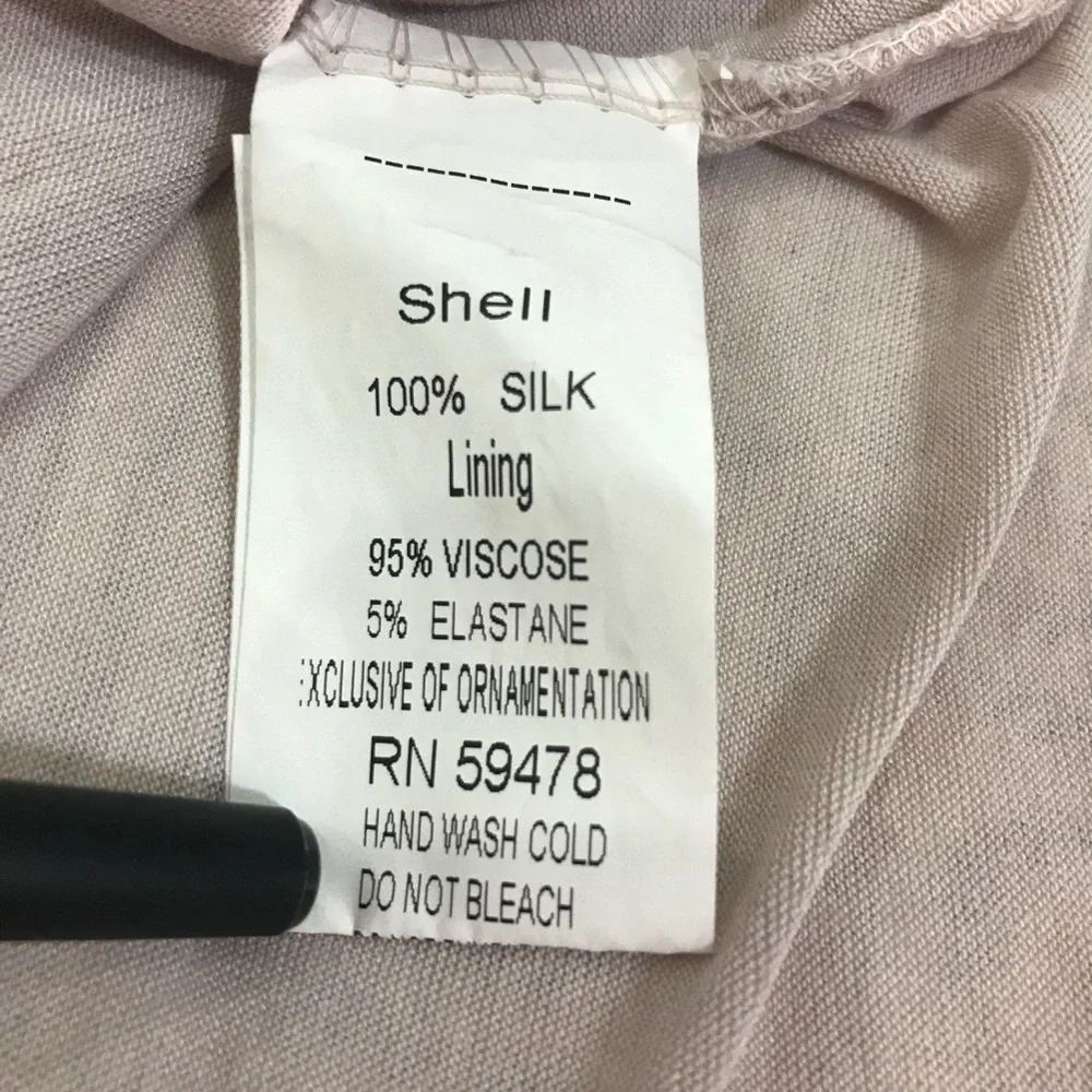 Amanti 100% Silk Blouse Made in Italy Lace Trim Top Size Small - Picture 12 of 15